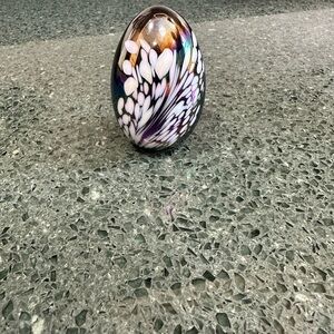 Vintage Mt St Helens Ash Glass Paperweight 1982 Signed Egg Shape, Egg Sized